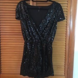 Black Sequin Romper